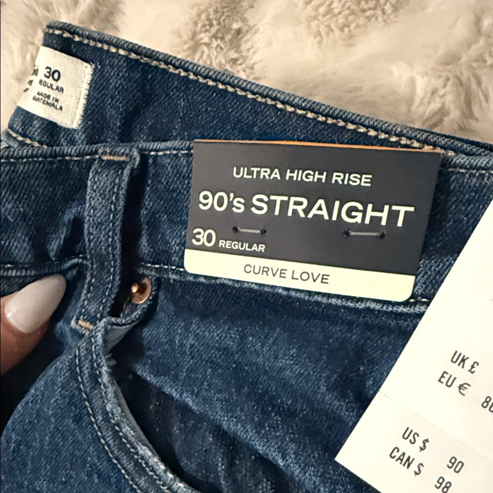 Womens ultra high rise 90s Straight Blue Jeans- BRAND NEW W TAGS ABERCROMBIE - Picture 3 of 14